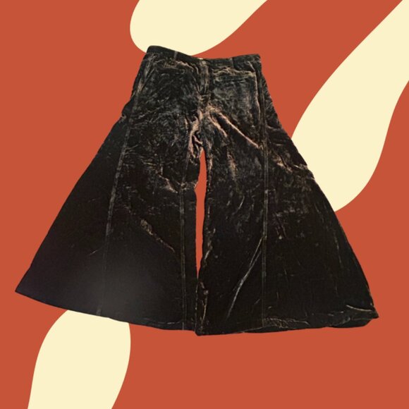 Free People Brown Velvet Wide-Leg Capris, Size 30 - Picture 1 of 9
